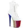 Pleaser - FLAMINGO1020HG Bottes de plateforme, Pole dance chaussures - Blanc/Arc En Ciel Product image